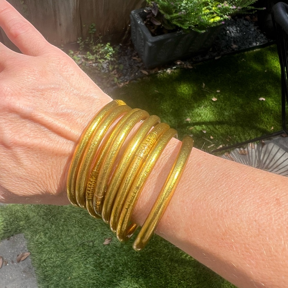 8 gold Buddha Girl Bangle Bracelets Authentic size small